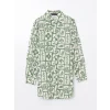 LCW Modest Yeşil Desenli Oversize Kadın Gömlek Tunik