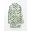 LCW Modest Yeşil Desenli Oversize Kadın Gömlek Tunik