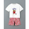 LCW Kids Beyaz Bisiklet Yaka Kız Çocuk Şortlu Pijama Takımı