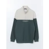LCWAIKIKI Classic Yeşil Dik Yaka Uzun Kollu Renk Bloklu Erkek Sweatshirt