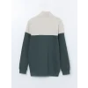 LCWAIKIKI Classic Yeşil Dik Yaka Uzun Kollu Renk Bloklu Erkek Sweatshirt
