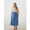 LCW Grace Mavi Beli Lastikli Kadın Jean Etek