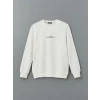 LCWAIKIKI Classic Ekru Bisiklet Yaka Uzun Kollu Baskılı Erkek Sweatshirt