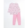 LCW Kids Pembe Bisiklet Yaka Baskılı Kız Çocuk Pijama Takımı