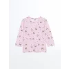 LCW Kids Pembe Bisiklet Yaka Baskılı Kız Çocuk Pijama Takımı