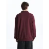 XSIDE Bordo Fermuarlı Dik Yaka Uzun Kollu Erkek Sweatshirt