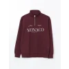 XSIDE Bordo Fermuarlı Dik Yaka Uzun Kollu Erkek Sweatshirt