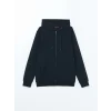LCWAIKIKI Basic Lacivert Kapüşonlu Uzun Kollu Erkek Fermuarlı Sweatshirt
