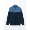 LCWAIKIKI Classic Lacivert Dik Yaka Uzun Kollu Renk Bloklu Erkek Sweatshirt