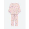 LCW Kids Pembe Bisiklet Yaka Baskılı Kız Çocuk Pijama Takımı