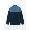 LCWAIKIKI Classic Lacivert Dik Yaka Uzun Kollu Renk Bloklu Erkek Sweatshirt