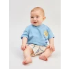 LCW baby Mavi Baskılı Erkek Bebek Tişört ve Şort 2li