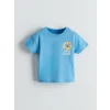 LCW baby Mavi Baskılı Erkek Bebek Tişört ve Şort 2li