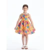 LCW Kids Karişik Çiçekli Fırfırlı Kız Çocuk Keten Elbise