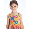 LCW Kids Karişik Çiçekli Fırfırlı Kız Çocuk Keten Elbise