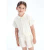 LCW Kids Ekru Basic Kız Çocuk Müslin Gömlek