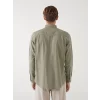 LCWAIKIKI Classic Yeşil Regular Fit Uzun Kollu Keten Karışımlı Erkek Gömlek