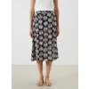 LCWAIKIKI Classic Siyah Beli Lastikli Desenli Yırtmaçlı Etek