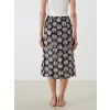 LCWAIKIKI Classic Siyah Beli Lastikli Desenli Yırtmaçlı Etek