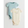 LCW baby Ekru Baskılı Erkek Bebek Çıtçıtlı Bodysuit 2li
