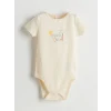 LCW baby Ekru Baskılı Erkek Bebek Çıtçıtlı Bodysuit 2li