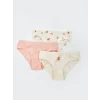 LCW Kids Ekru Baskılı Kız Çocuk Külot 3lü