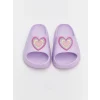 LCW STEPS Lila Kalp Baskılı Kız Çocuk Terlik