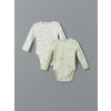 LCW baby Ekru Baskılı Kız Bebek Çıtçıtlı Bodysuit 2li