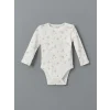 LCW baby Ekru Baskılı Kız Bebek Çıtçıtlı Bodysuit 2li