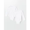 LCW baby Ekru Bisiklet Yaka Uzun Kollu Kız Bebek Çıtçıtlı Bodysuit 2li