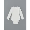 LCW baby Ekru Bisiklet Yaka Uzun Kollu Kız Bebek Çıtçıtlı Bodysuit 2li