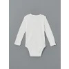 LCW baby Ekru Bisiklet Yaka Uzun Kollu Kız Bebek Çıtçıtlı Bodysuit 2li