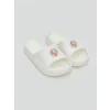 LCW STEPS Beyaz Tek Bantlı Baskılı Kız Çocuk Terlik