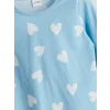 LCW Kids Mavi Kalp Baskılı Kız Çocuk Pijama Takım
