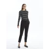 LCWAIKIKI Basic Siyah Bisiklet Yaka Çizgili Kadın Body