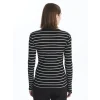 LCWAIKIKI Basic Siyah Bisiklet Yaka Çizgili Kadın Body