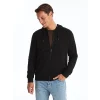 LCWAIKIKI Classic Siyah Kapüşonlu Uzun Kollu Erkek Kalın Fermuarlı Sweatshirt