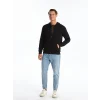LCWAIKIKI Classic Siyah Kapüşonlu Uzun Kollu Erkek Kalın Fermuarlı Sweatshirt