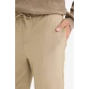 Defacto A9943 Bej Yazlık Kumaş Jogger Pantolon Beli Bağcıklı Lastikli Düz Paça Cepli Her Yöne Esneyen