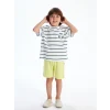 LCW Kids Beyaz Çizgili Erkek Çocuk Tişört ve Şort 2li
