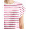 LCWAIKIKI Classic Pembe Bisiklet Yaka Çizgili Kadın Tişört