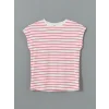 LCWAIKIKI Classic Pembe Bisiklet Yaka Çizgili Kadın Tişört
