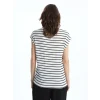 LCWAIKIKI Classic Siyah Bisiklet Yaka Çizgili Kadın Tişört