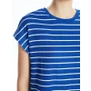 LCWAIKIKI Classic Mavi Bisiklet Yaka Çizgili Kadın Tişört