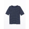 LCWAIKIKI Classic Lacivert Bisiklet Yaka Çizgili Kadın Tişört