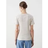 LCWAIKIKI Classic Bej Bisiklet Yaka Çizgili Kadın Tişört