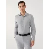 LCW Vision Gri Slim Fit Uzun Kollu Erkek Gömlek