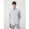 LCW Vision Gri Regular Fit Uzun Kollu Çizgili Erkek Gömlek
