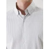 LCW Vision Gri Regular Fit Uzun Kollu Çizgili Erkek Gömlek