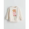 LCW Kids Ekru Ayı Teddy Baskılı Kız Çocuk Kalın Sweatshirt 2li